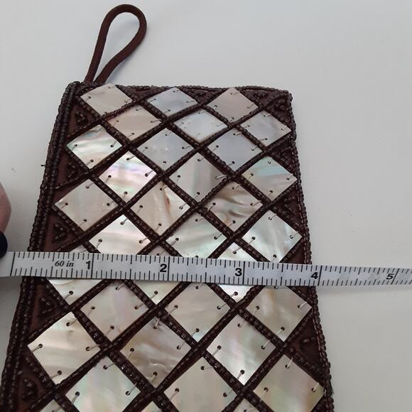 Mad Bags Mad Designs Sea Shell Beaded Clutch Coin Purse Mother of Pearl Pouch - Picture 7 of 7